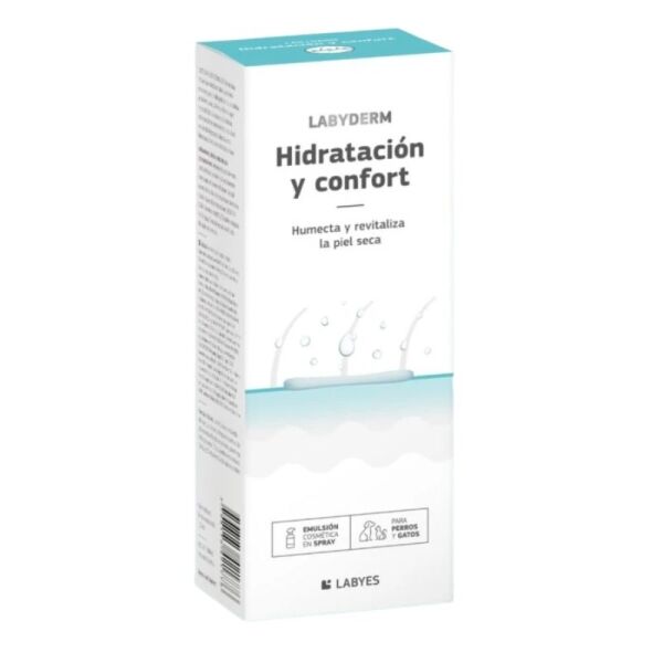 <strong>Labyes</strong> Labyderm Hidratación y Confort, Emulsión Cosmética en Spray para Perros y Gatos, botella de 100 ml