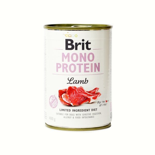 <strong>Brit</strong> Mono Protein Alimento Húmedo para Perros Paté Mono Proteico, Cordero, lata de 400 gr
