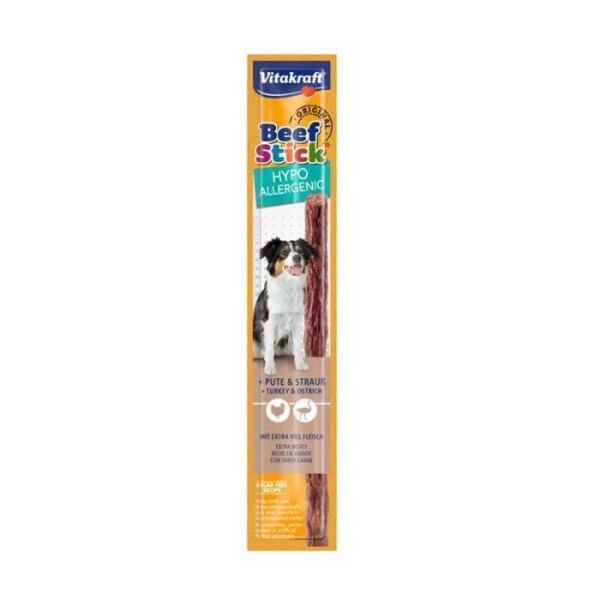 <strong>Vitakraft</strong> Beef Stick Hypoallergenic, Snack para Perros, Palitos de Pavo y Avestrúz, bolsa de 12 gr