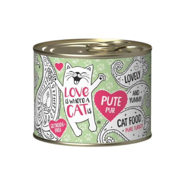 <strong>Love is Where a Cat is</strong> Pure Turkey, Alimento Húmedo para Gatos Libre de Granos, Pavo, lata de 200 gr