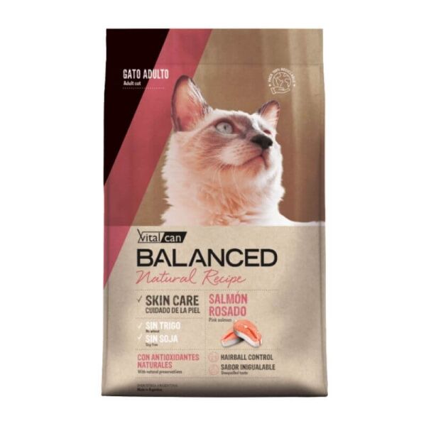 <strong>Vitalcan Balanced Natural Recipe</strong> Receta Natural de Salmón Rosado, Alimento Seco para Gatos, Monoproteico, bolsa de 3 kg