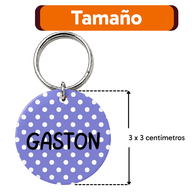 <strong>Guau!</strong> Placa Circular Personalizada Talla S, Lunares Naranja - Imagen 4