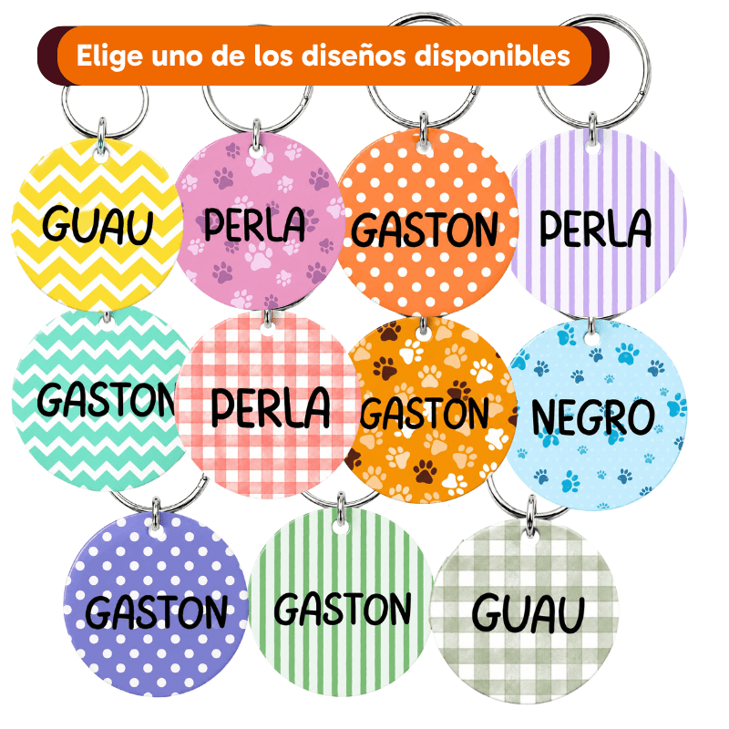 <strong>Guau!</strong> Placa Circular Personalizada Talla S, Lunares Naranja - Imagen 5