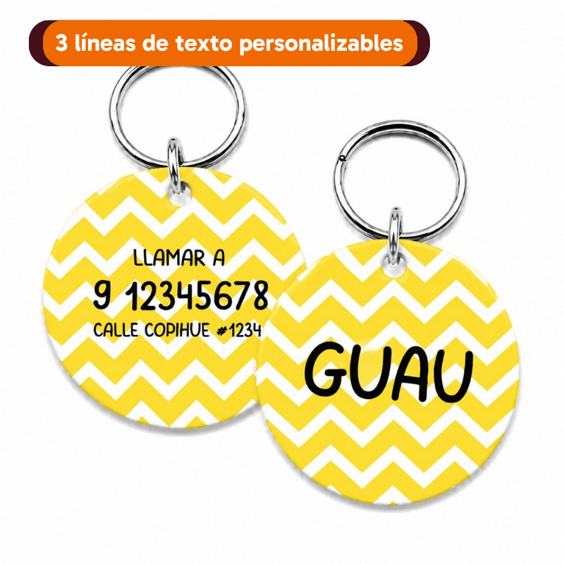 <strong>Guau!</strong> Placa Circular Personalizada Talla S, Lunares Naranja - Imagen 2