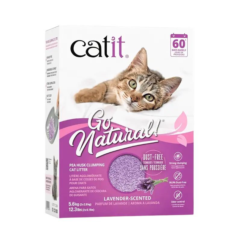 <strong>Catit</strong> Go Natural, Arena Sanitaria Aglutinante para Gatos, Aroma Lavanda, caja de 5.6 kg