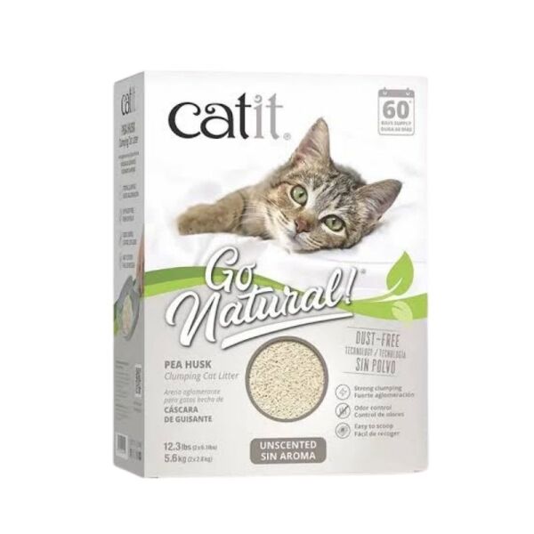 <strong>Catit</strong> Go Natural, Arena Sanitaria Aglutinante para Gatos de Cáscara de Arveja, Sin Aroma, caja de 5.6 kg