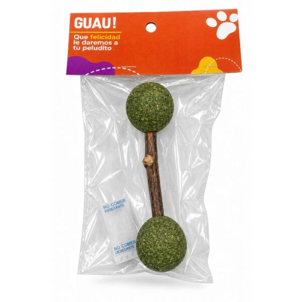 <strong>Guau!</strong> Palito con 2 pelotas de Catnip para Gatos, largo de 11 cm aprox