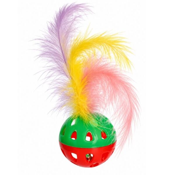 <strong>Guau!</strong> juguete Pelota con Cascabel y Pluma, largo de 11 cm aprox