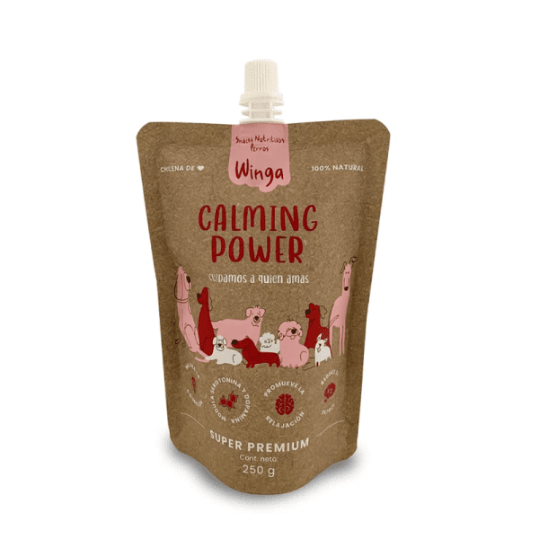 <strong>Winga</strong> Calming Power, Snack Húmedo Calmante para Perros, Melena de León, Passiflora y Melissa, pouch de 250 gr