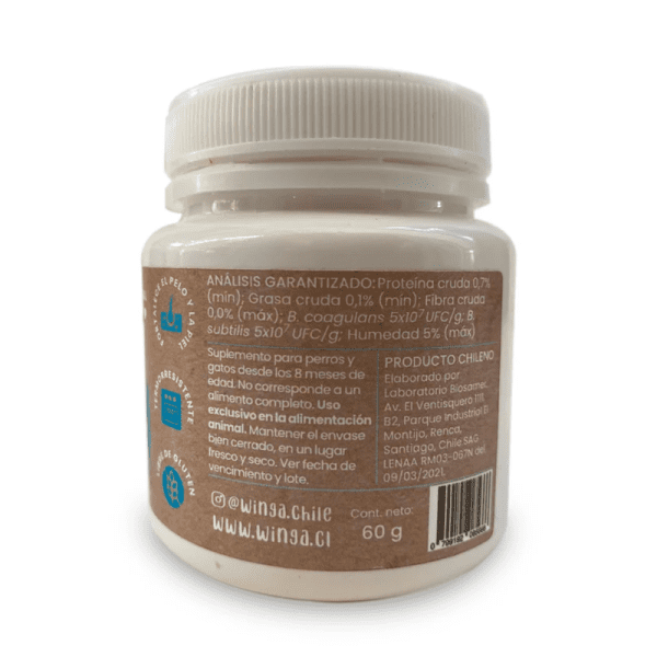 <strong>Winga</strong> Pre & Probióticos para Perros y Gatos en polvo, pote de 60 gr - Imagen 3