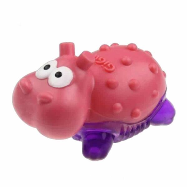 <strong>GiGwi</strong> Suppa Puppa Hipopótamo, Juguete Masticable para Cachorros, Goma TPR Rosada - Imagen 2