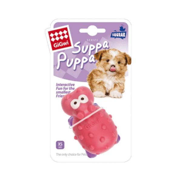 <strong>GiGwi</strong> Suppa Puppa Hipopótamo, Juguete Masticable para Cachorros, Goma TPR Rosada