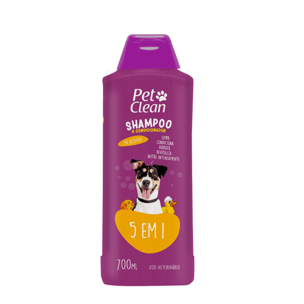 <strong>Pet Clean</strong> Shampoo y Acondicionador 5 en 1 para Perros y Gatos, Capacidad de 700 ml