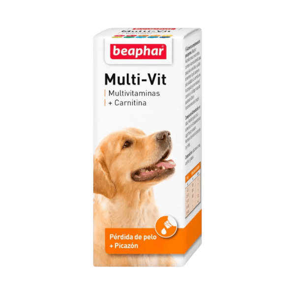 <strong>Beaphar</strong> Multi-Vit + Carnitina, Suplemento Nutricional para Energía y Vitalidad en Perros, frasco de 50 ml