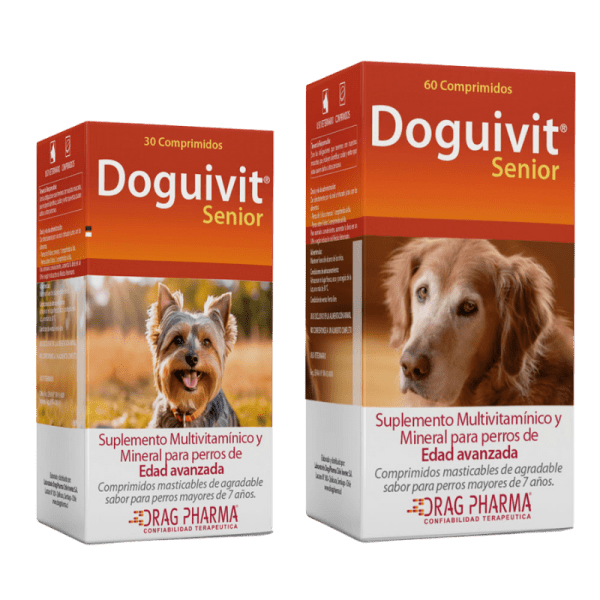 <strong>Doguivit</strong> Senior, Suplemento Multivitamínico y Mineral para Perros Senior, 30-60 Comprimidos
