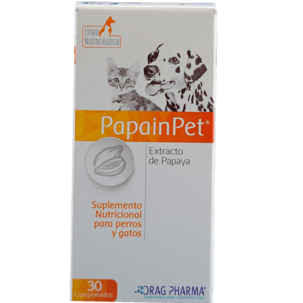 <strong>PapainPet</strong> Suplemento Nutricional Antiinflamatorio con Papaína para Perros y Gatos, 30 comprimidos