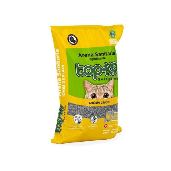 <strong>Top-K9</strong> Iones de Plata, Arena Sanitaria Aglutinante para Gatos, Aroma Limón, Bolsa 25 kg