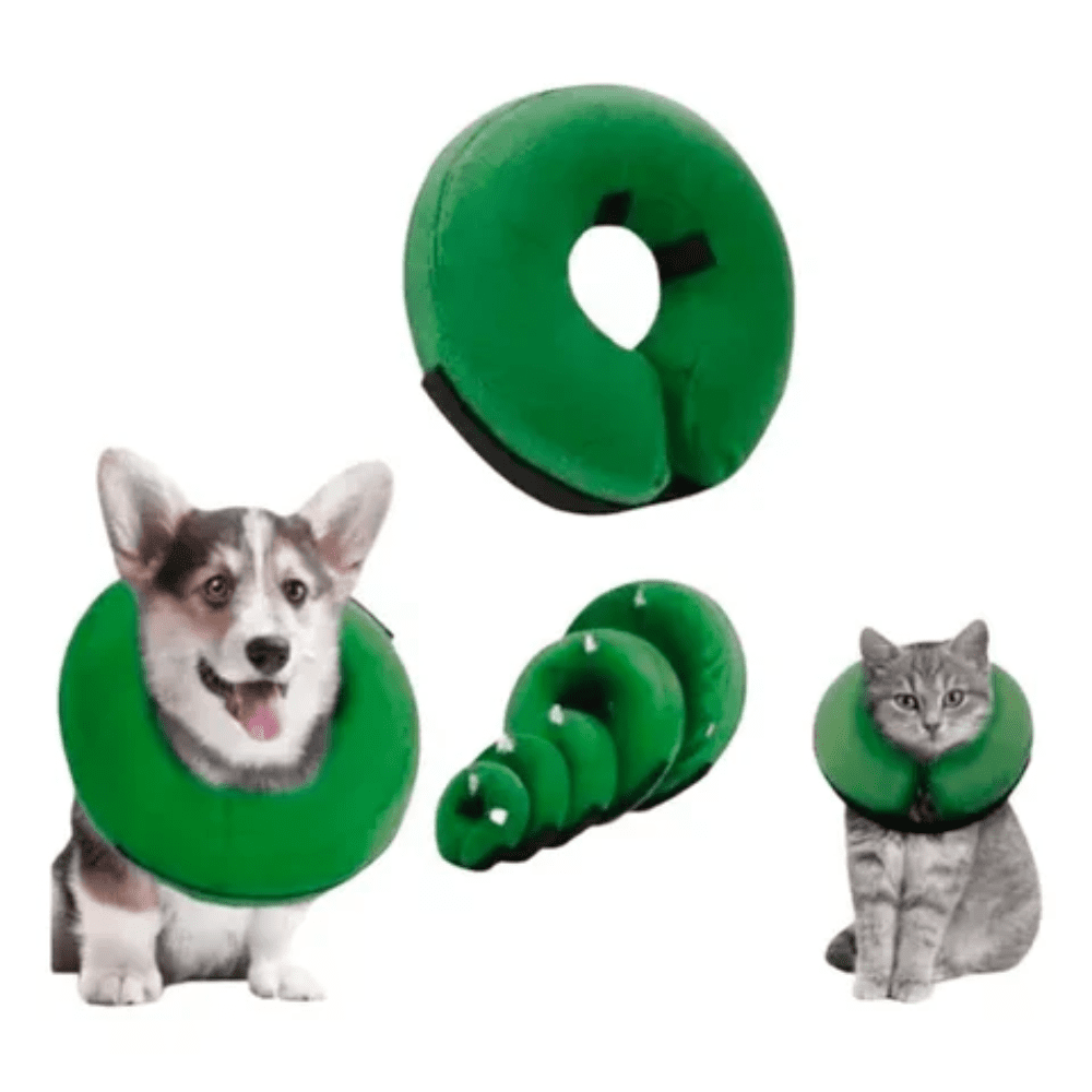 <strong>Marben Pets</strong> Collar Inflable de Recuperación para Perros y Gatos, Verde, Tallas XS-XXL
