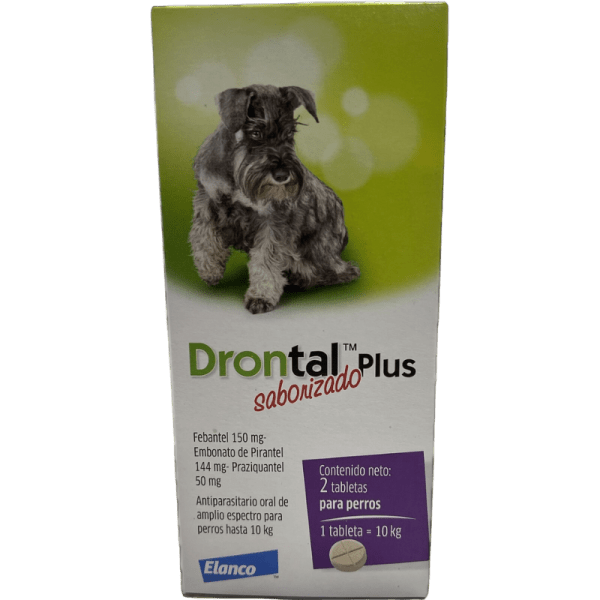 <strong>Drontal</strong> Plus, Antiparasitario Interno para Perros, hasta 10 kg, 2 comprimidos masticables, 1 comprimido=10 kg (dosis mensuales)