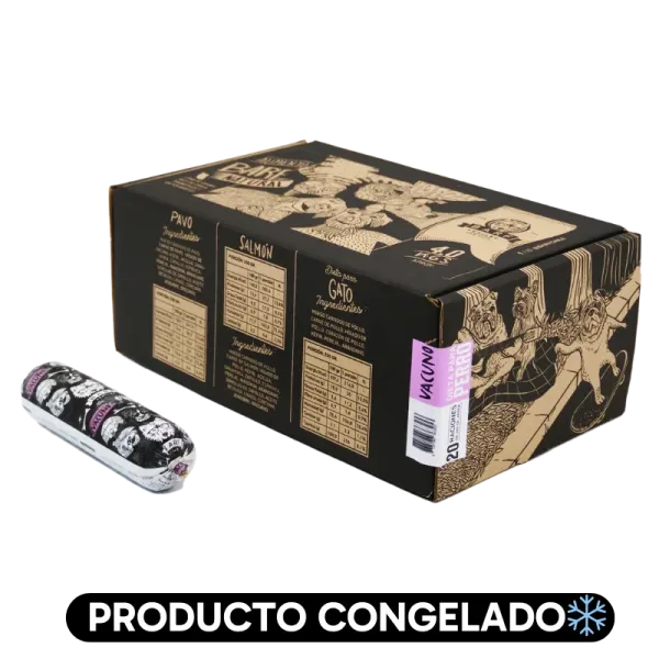 <strong>Barf</strong> Alimento Húmedo Natural Completo para Perros, Vacuno, Caja 4 kg, 20 unidades de 200 gr, en sachet