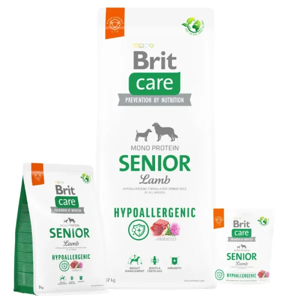 <strong>Brit Care</strong> Alimento Seco Para Perros Senior Hipoalergénico, Cordero, bolsa de 1-3-12 kg