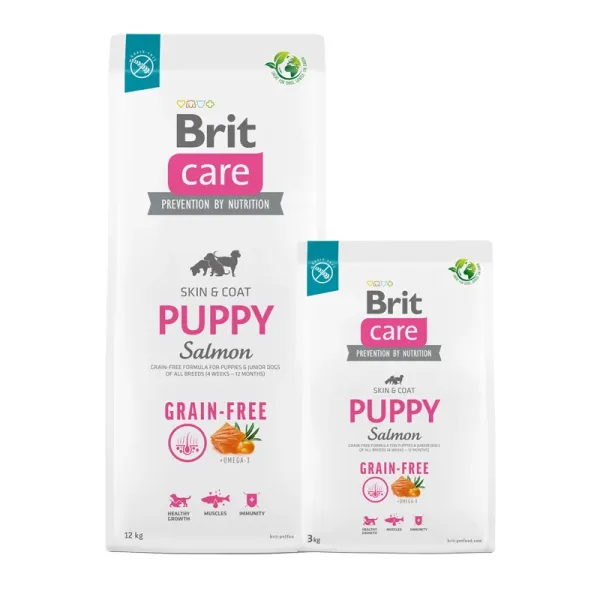 <strong>Brit Care</strong> Grain Free Puppy, Alimento Seco para Perros Cachorros, Salmón Libre de Granos, bolsa de 1-3-12 kg