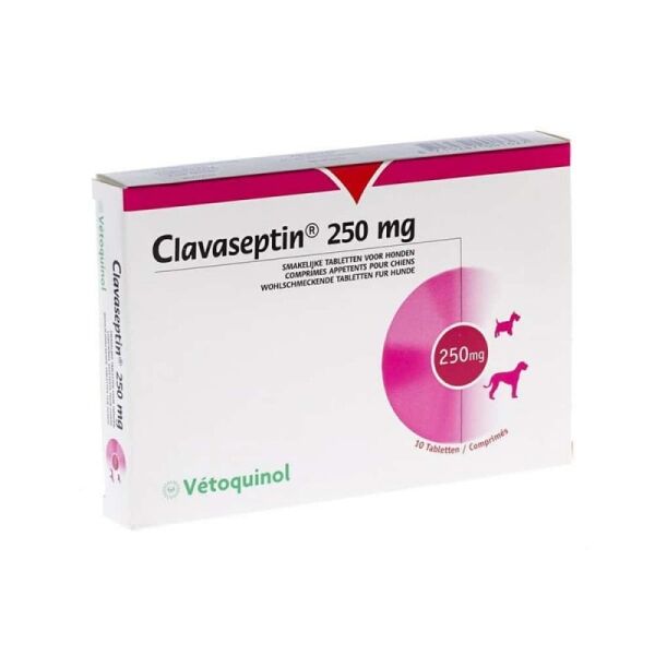 <strong>Clavaseptin</strong> Antibiótico para Perros y Gatos, 250 mg, 10 comprimidos masticables
