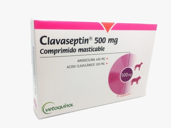 <strong>Clavaseptin</strong> Antibiótico para Perros y Gatos, 500 mg, 10 comprimidos masticables