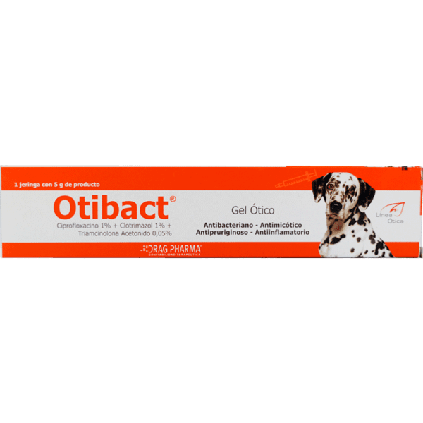 <strong>Otibact</strong> Gel Ótico, Solución Ótica Tratamiento Otitis para Perros, tubo de 5 gr (RECETA RETENIDA)