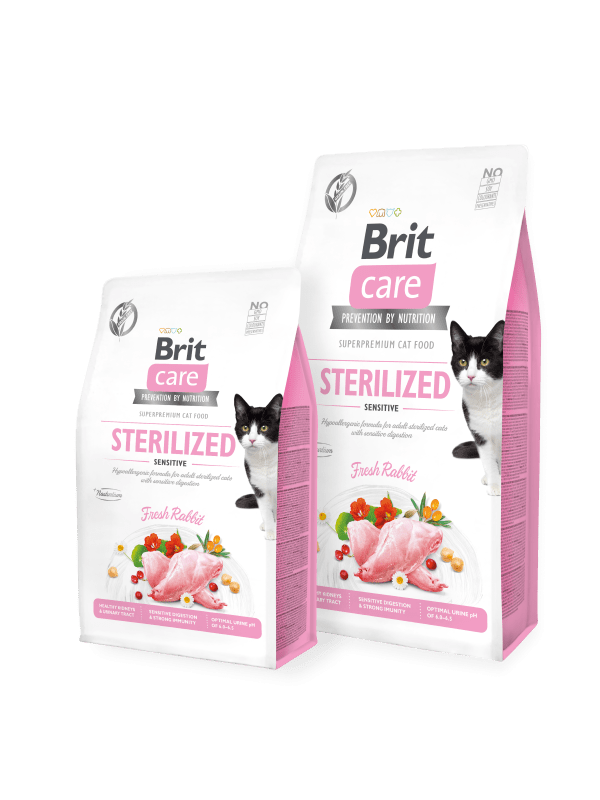 <strong>Brit Care</strong> Cat Grain Free, Sterilized Sensitive, Alimento Seco para Gatos Esterilizados, Conejo, Libre de Granos, bolsa de 2-7 kg