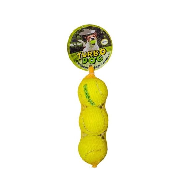 <strong>Turbo Dog</strong> Set Pelota de Tenis con Chirriador para Perros, 3 unidades, 4-6.3 cm