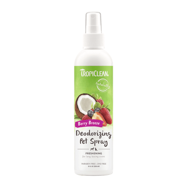 <strong>TropiClean</strong> Berry Breeze, Spray Desodorante Natural para Perros y Gatos, Aroma Frutal, Envase de 236 ml