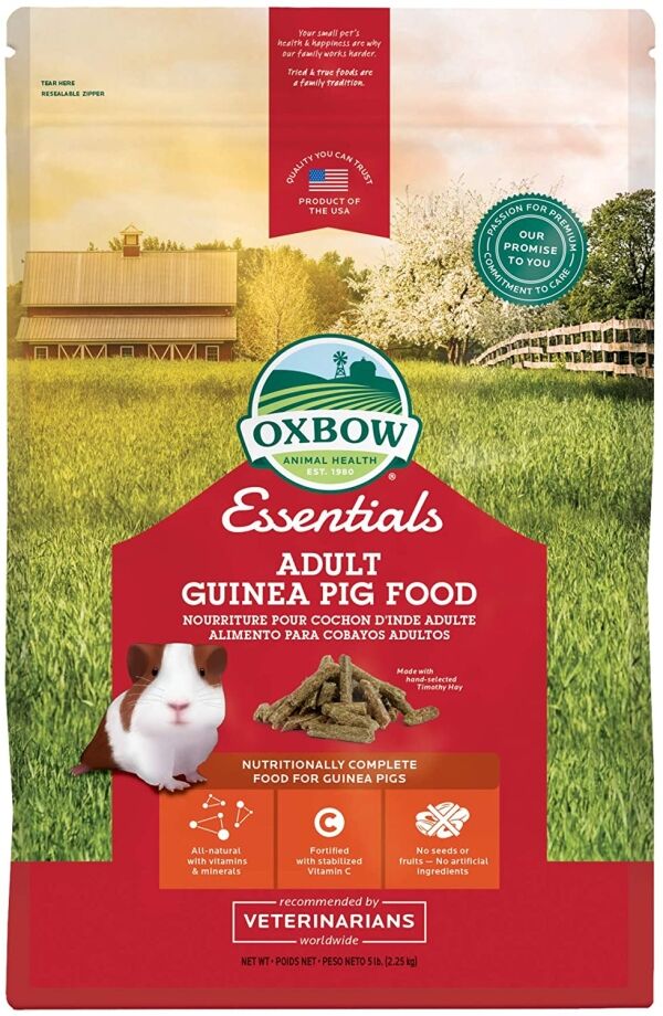 <strong>Oxbow</strong> Essentials, Adult Guinea Pig Food, Alimento para Cobayas de Pasto Timothy, bolsa de 2.26 kg