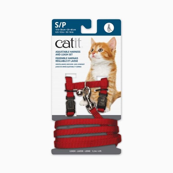 <strong>Catit</strong> Arnés con Trailla Rojo para Gatos, Tallas S-L