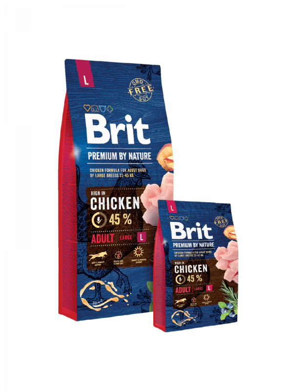 <strong>Brit Premium By Nature</strong> Alimento Seco para Perros, Adulto, Raza Grande, Pollo, bolsa de 15 kg