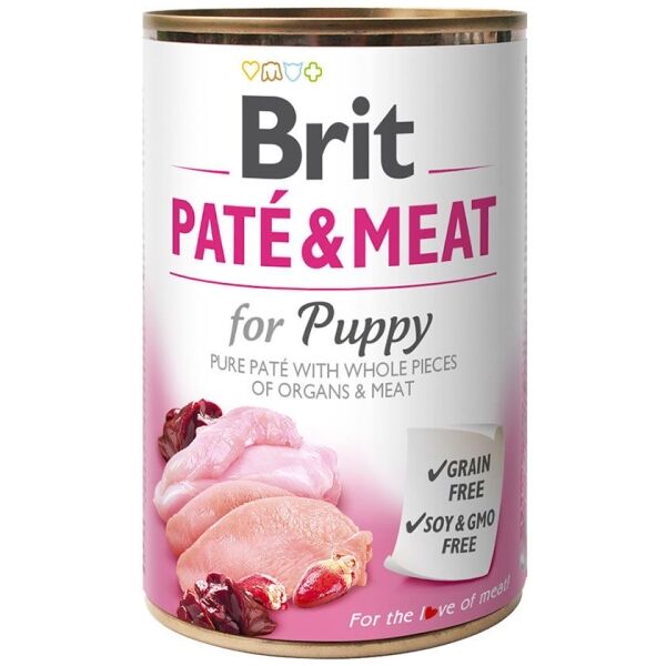 <strong>Brit</strong> Paté & Meat Alimento Húmedo para Perros Paté, Cachorro, Pollo y Pavo, 400-800 gr, en lata