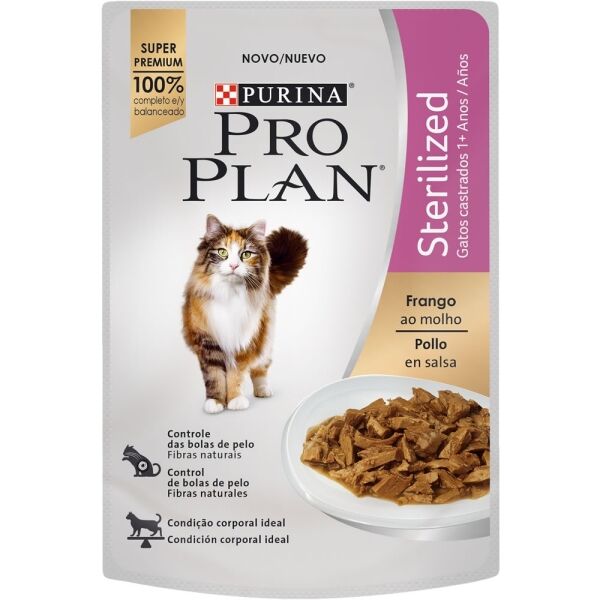 <strong>Purina Pro Plan</strong> Alimento Húmedo para Gatos Esterilizados, Trozos de Pollo en Salsa, Pouch de 85 gr - Imagen 2