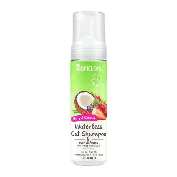 <strong>TropiClean</strong> Berry Coconut, Shampoo en Seco para Gatos, Aroma a Muffin de Arándanos