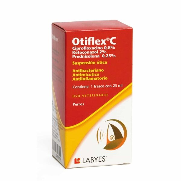 <strong>Otiflex</strong> C Solución Ótica, Tratamiento Otitis para Perros y Gatos, frasco de 25 ml