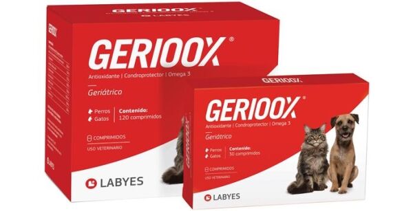 <strong>Gerioox</strong> Suplemento Geriátrico, Antioxidante, Cuidado Articular y Inmunoestimulante para Perros y Gatos Senior, 30 comprimidos