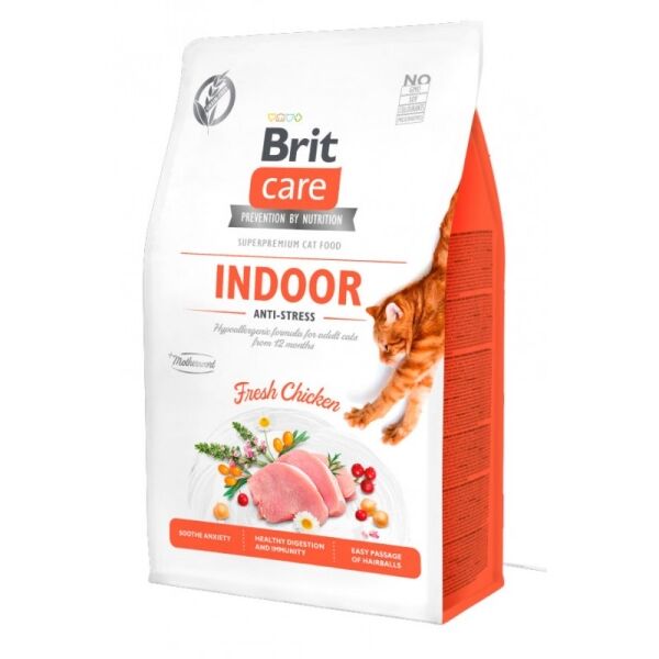 <strong>Brit Care</strong> Cat Grain Free, Indoor Anti Stress, Alimento Seco para Gatos, Indoor, Libre de Granos, bolsa de 2-7 kg