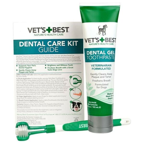 <strong>Vet's Best</strong> Dental Kit Care, Pasta Enzimática y Cepillo para Perros