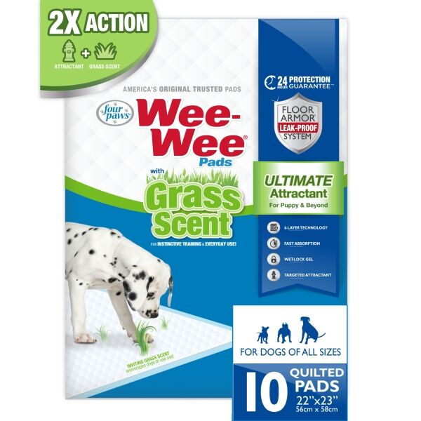 <strong>Four Paws</strong> Wee-Wee Pads con Aroma a Pasto, Alfombrillas Absorbentes para Perros y Cachorros, 55.8 x 58.4 cm