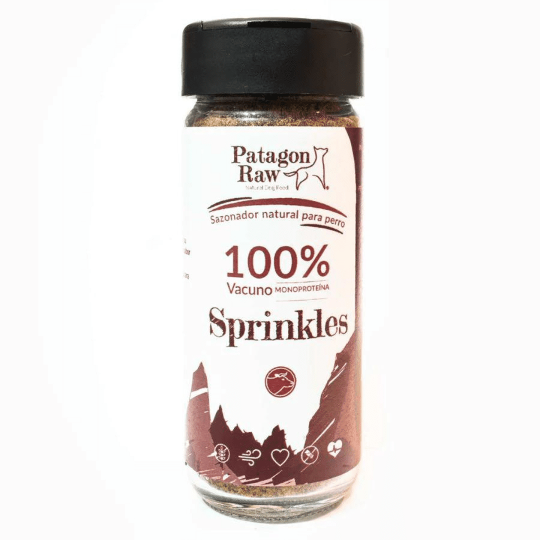 <strong>Patagon Raw</strong> Sprinkles 100% Vacuno, Sazonador en Polvo para Perros, Vacuno, pote de 60 gr