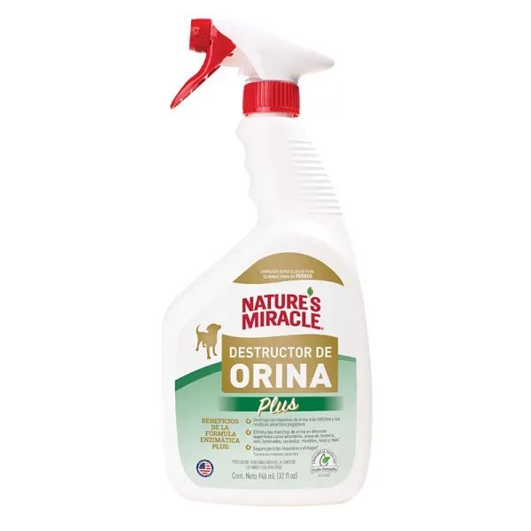 <strong>Natures Miracle</strong> Destructor de Orina Plus para Perros, Limpiador Enzimático, 946 ml