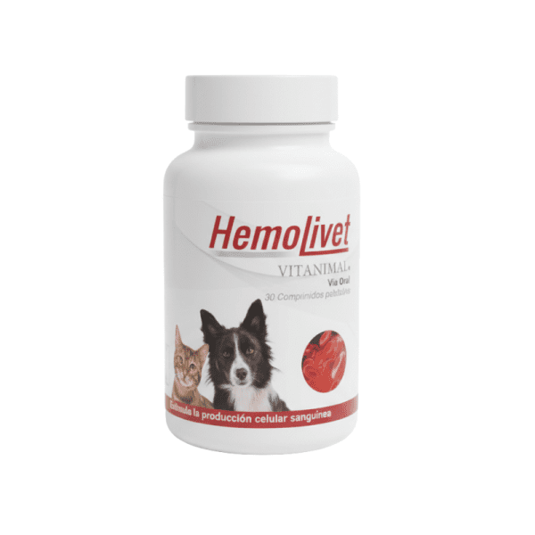 <strong>Hemolivet</strong> Suplemento Natural, Salud Sistema Circulatorio y Regeneración Células Sanguíneas para Perros y Gatos, 30 comprimidos palatables