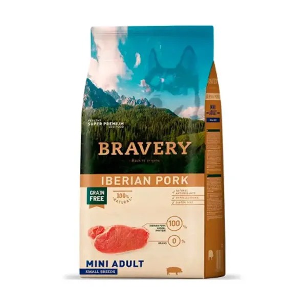 <strong>Bravery</strong> Iberian Pork Alimento Seco para Perros, Adulto, Raza Mini/Pequeña, Cerdo Ibérico, bolsa de 2-7 kg