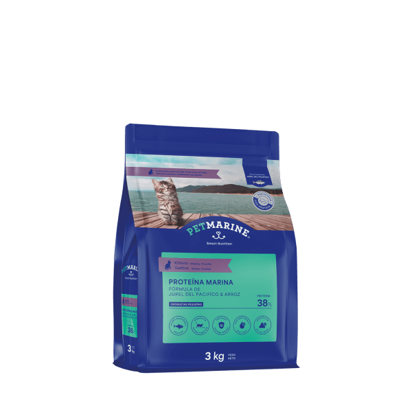 <strong>Pet Marine</strong> Alimento Seco para Gatos, Cachorros, 3 kg, en bolsa