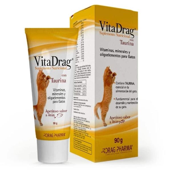 <strong>VitaDrag</strong> Suplemento Nutricional Vitaminas y Minerales para Gatos, tubo de 90 gr
