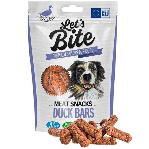 <strong>Brit</strong> Let's Bite Meat Snacks Duck Bars, Snack para Perros, Barras de Pato, bolsa de 80 gr